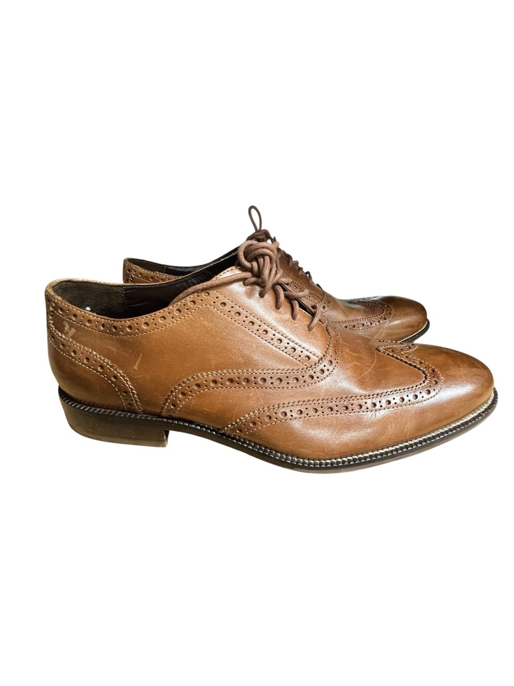 Cole Haan Williams Men’s 10M British Tan Leather Wingtip Oxford Shoes - Picture 4 of 8